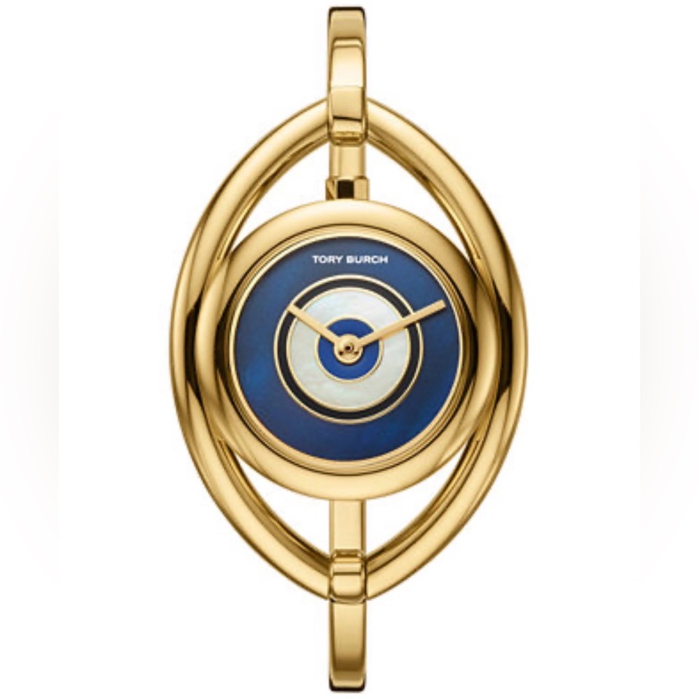 Tory Burch Women's Evil Eye Gold-Tone Stainless Steel Bangle Bracelet Watch 25mm